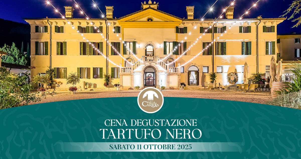 Cena degustazione tartufo nero villa cariola ottobre 2025 evento lago di garda verona